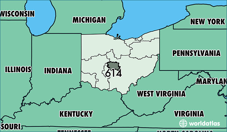 Код города 614 находится в   НАС   состояние   Огайо   ,  В основном обслуживая город Колумбус (население: 801332), код города 614 охватывает 5 округов Огайо