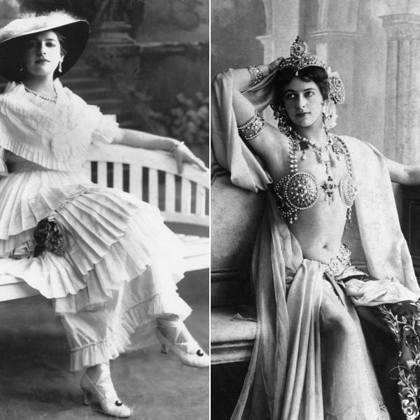 Мата Харі в реальному житті (зліва) і Мата Харі у виконанні французької акторки ВАІН Джоканте в серіалі (праворуч)