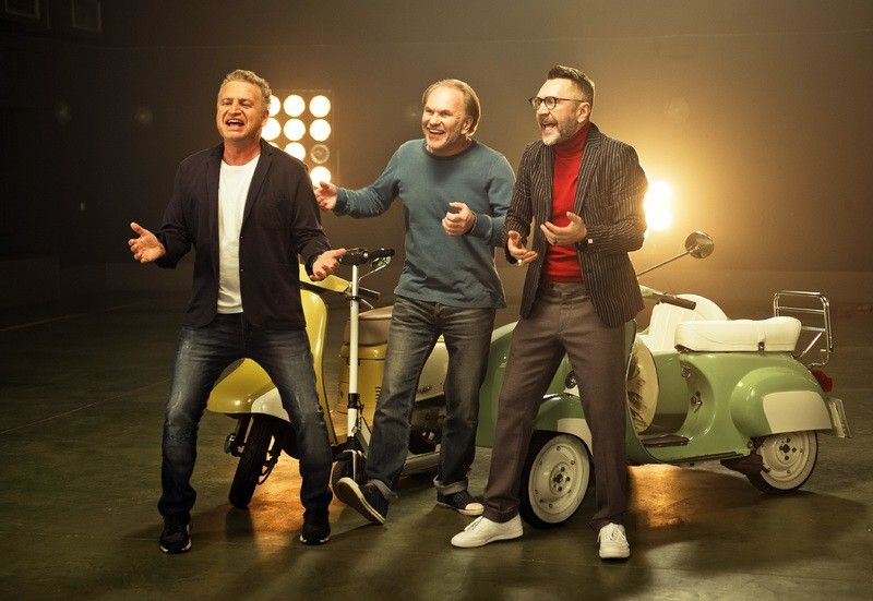 Сергій Шнуров, Леонід Агутін і Сергій Бурунов на зйомках кліпу «Якась фігня»