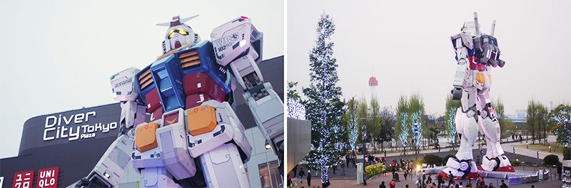 Гігантська статуя Гандама в розважальному парку «Джойполіс» на острові Одайба, Токіо